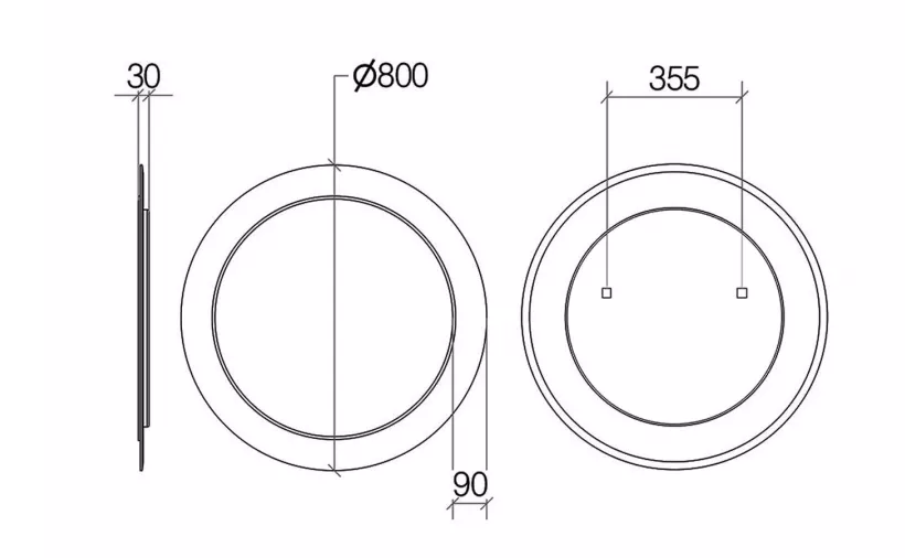 Specchio led Ø80 cm luce calda con cornice