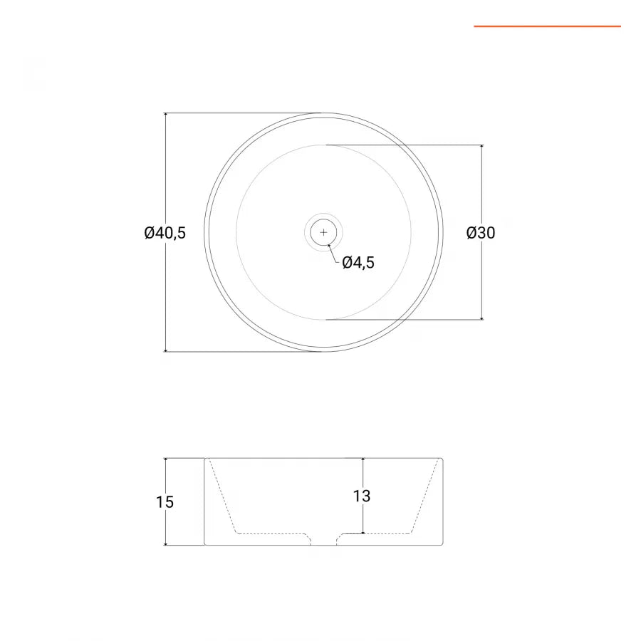 Bacinella in ceramica lavabo d'appoggio tondo 40,5 cm bianco lucido in ceramica