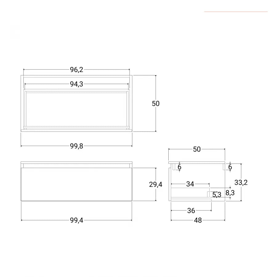 Cassettone bagno sospeso 100 cm in legno rovere bianco