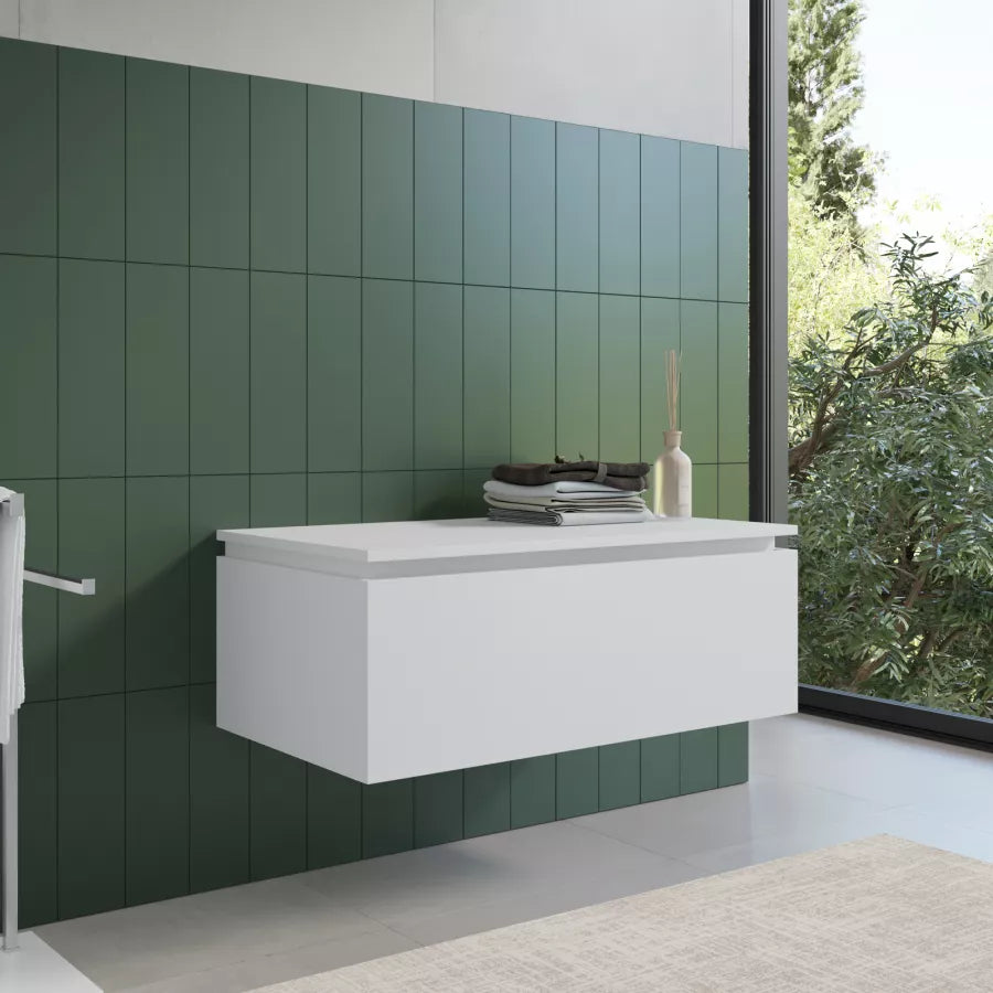 Cassettone da bagno sospeso 80 cm bianco opaco