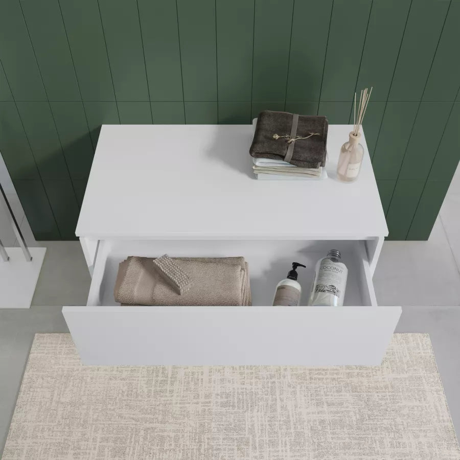 Cassettone da bagno sospeso 80 cm bianco opaco