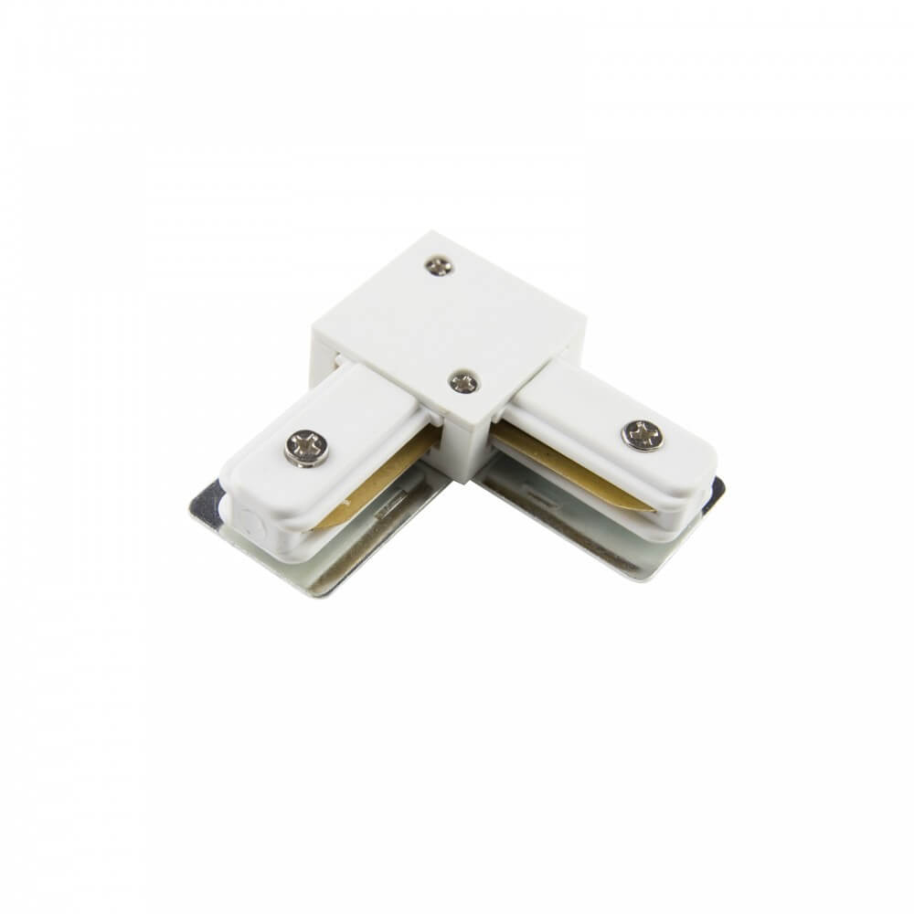 Connettore tipo L per binario Monofase Bianco, serie "Solid"