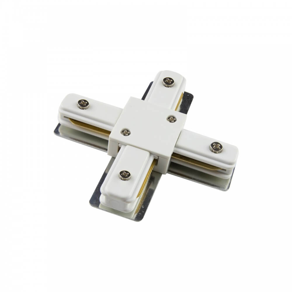 Connettore tipo X per binario Monofase Bianco, serie "Solid"