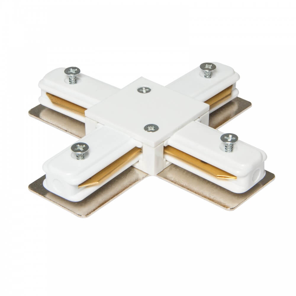Connettore tipo X per binario Monofase Bianco, serie "Solid"