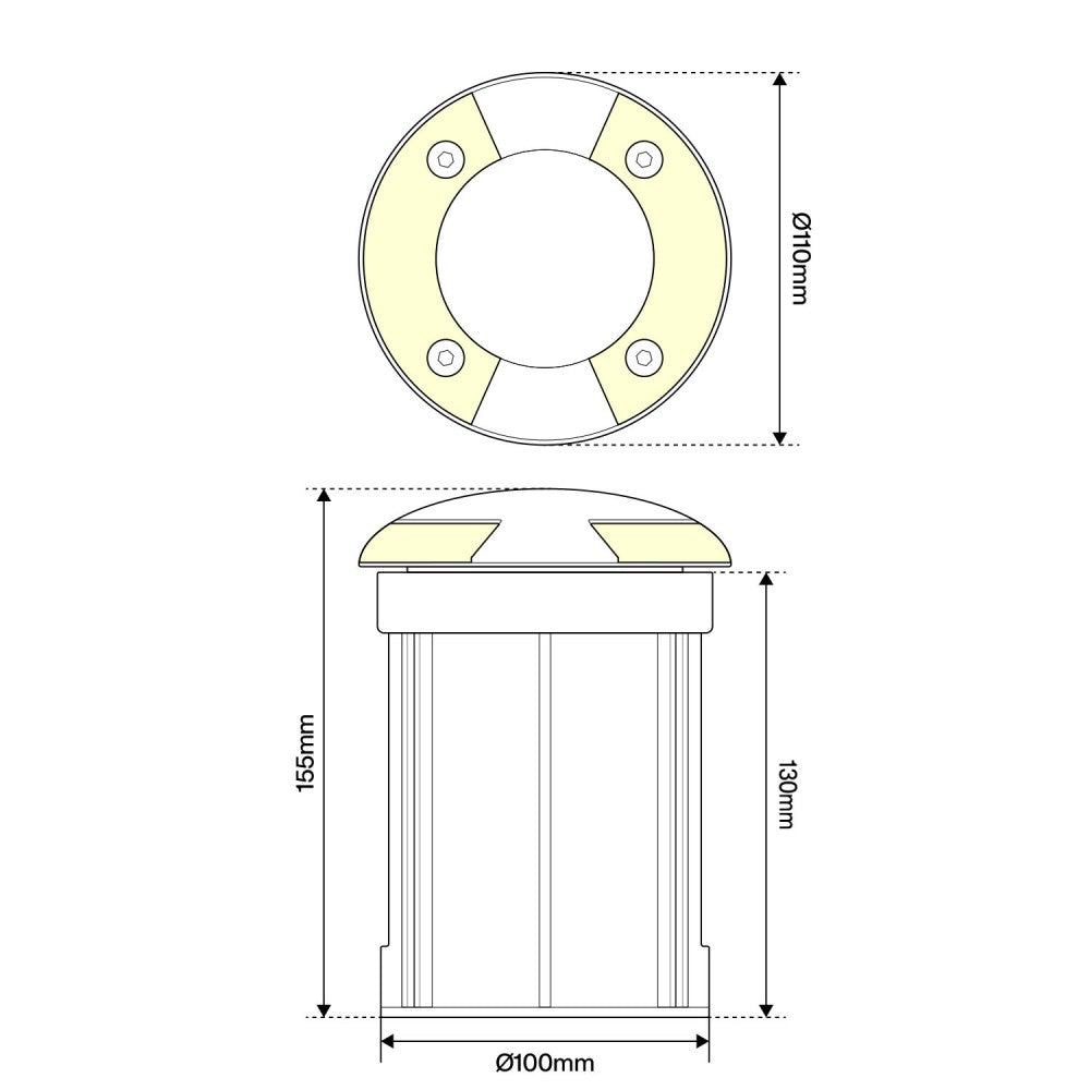 Faretto Carrabile Bidirezione GU10, IP67 - INOX con Doppio Pressacavo