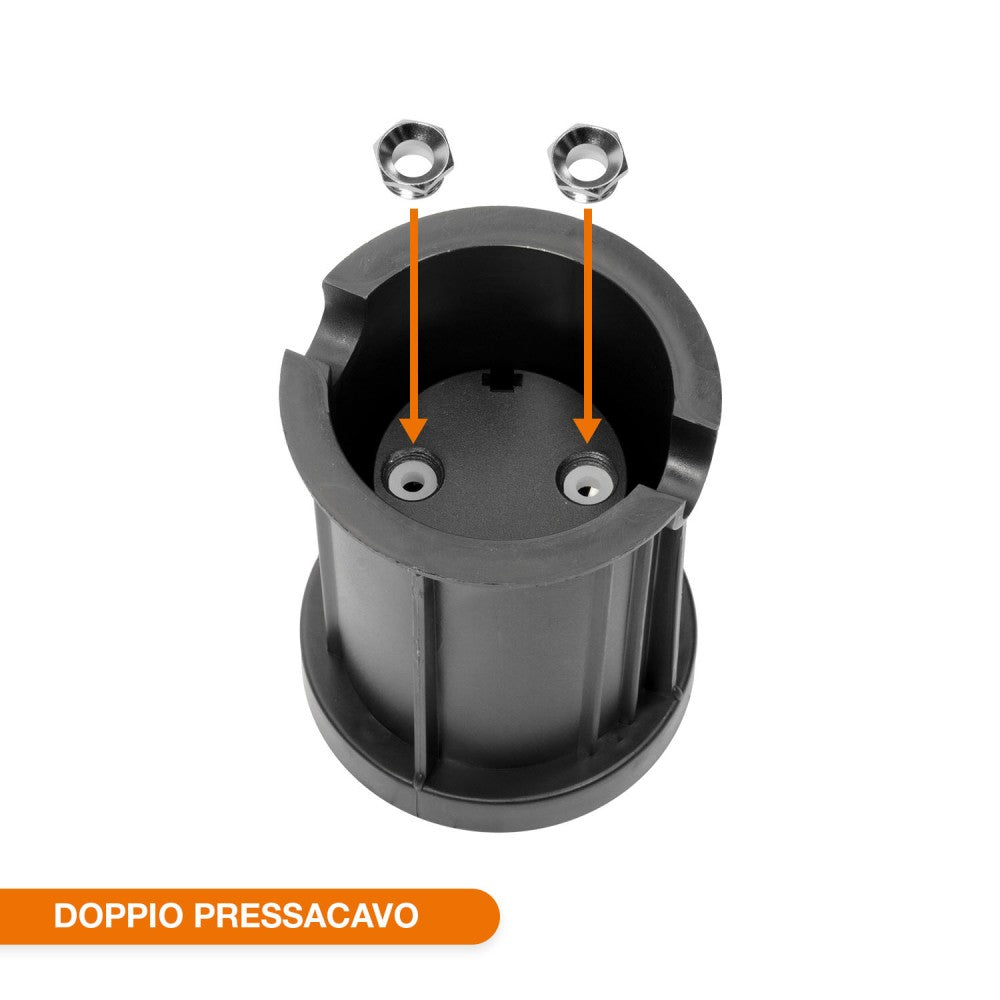 Faretto Carrabile Bidirezione GU10, IP67 - INOX con Doppio Pressacavo