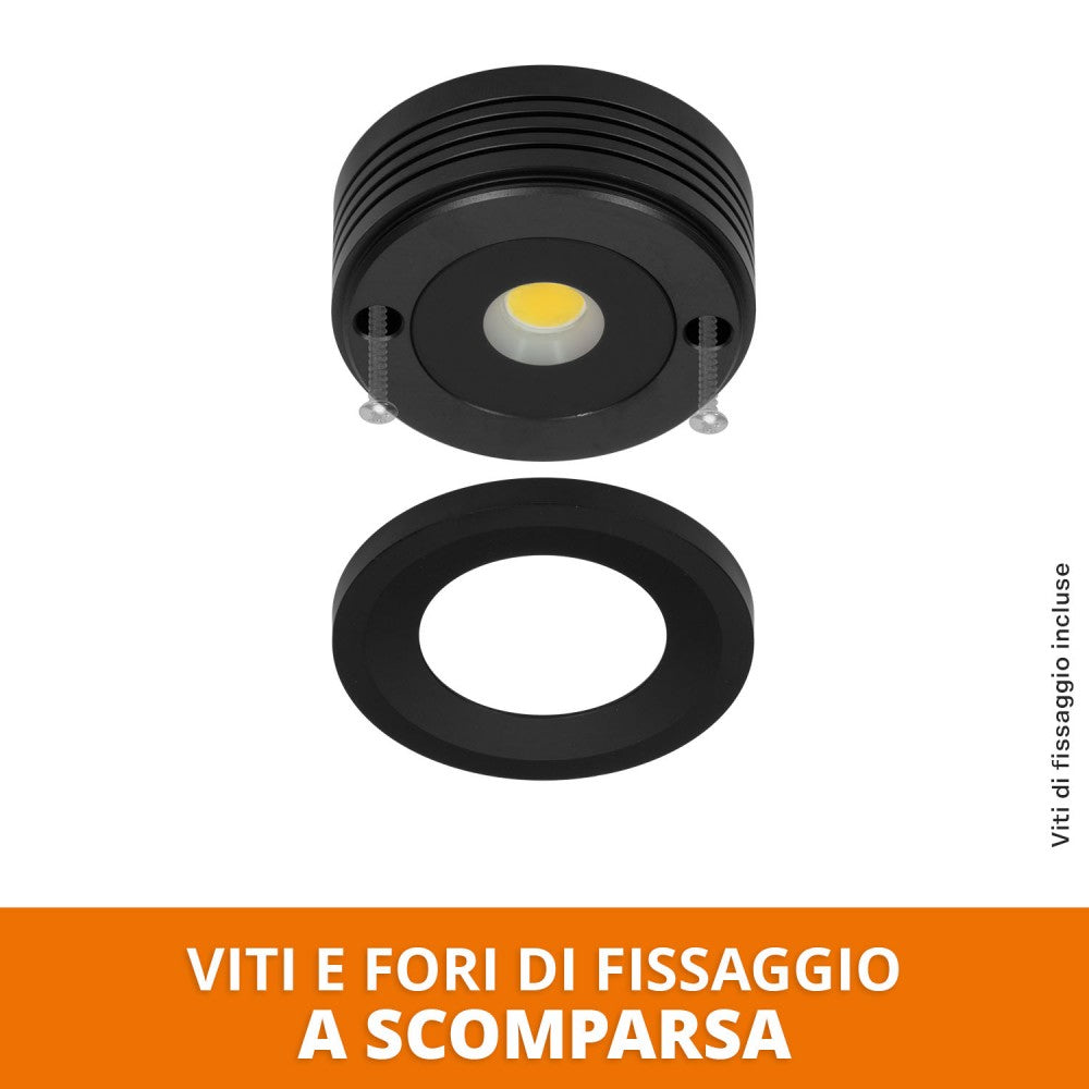 Faretto LED a superficie 5W, IP65, 220V Dimmerabile, Nero - Professional