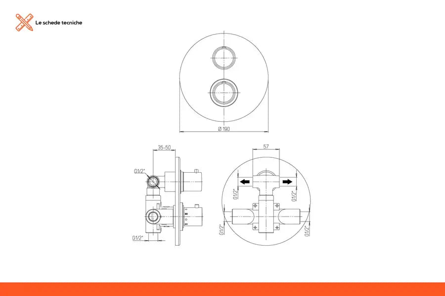 Miscelatore incasso doccia 2 vie cromato - Jacuzzi - Rubinetteria
