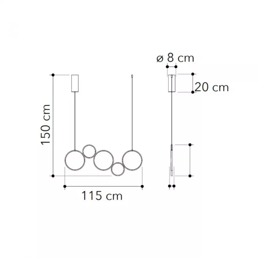 Lampada a sospensione circle in alluminio bianco goffrato