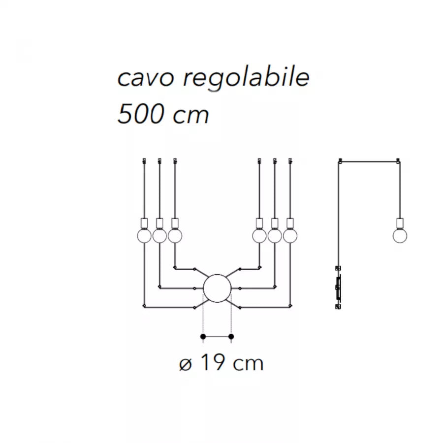 Lampada a sospensione a 6 luci con 24 deviatori inclusi in metallo bianco