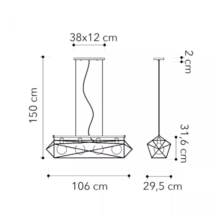 Lampada a sospensione in metallo bianco opaco