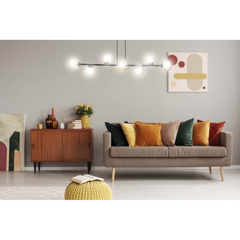 Lampadario a sospensione 8 GRAFITE e MIELE