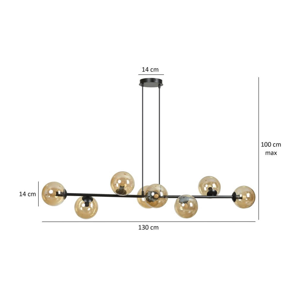 Lampadario a sospensione 8 GRAFITE e MIELE