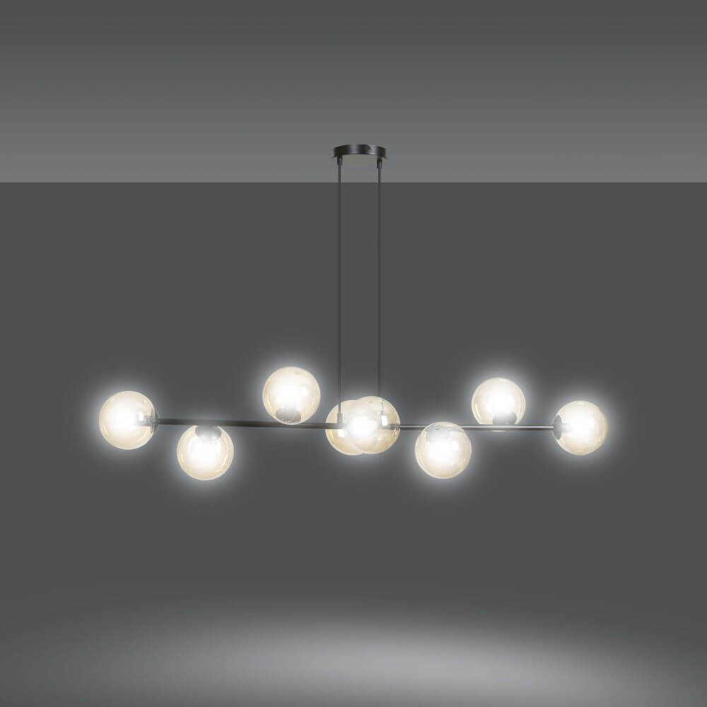 Lampadario a sospensione 8 GRAFITE e MIELE