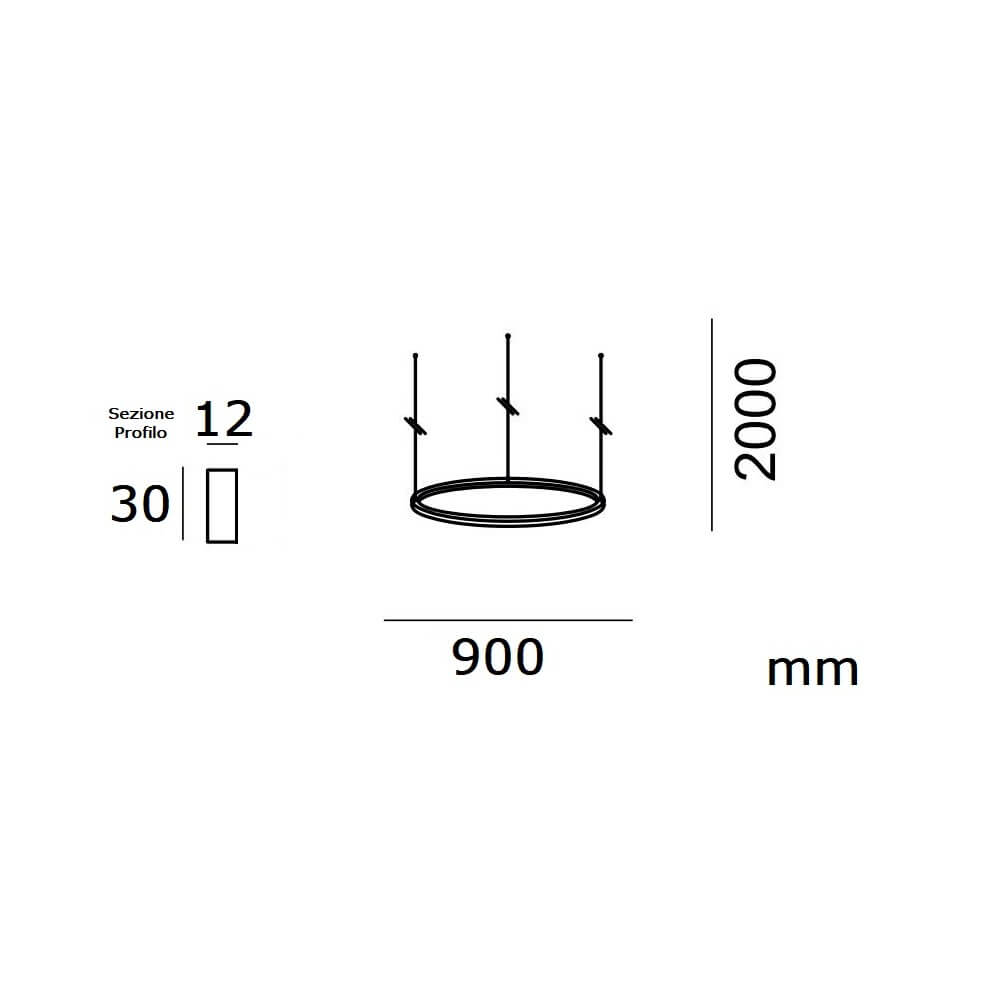 Lampadario Circolare a Sospensione Ø90cm - Nero