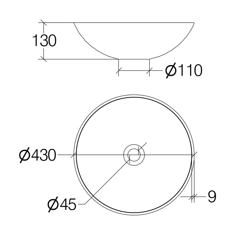 Lavabo da appoggio in ceramica diametro 43 cm bianco lucido