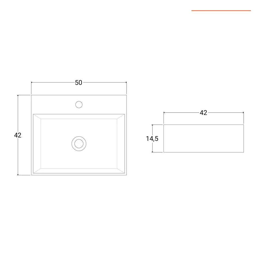 Lavabo da appoggio monoforo 50x42 cm in ceramica bianco