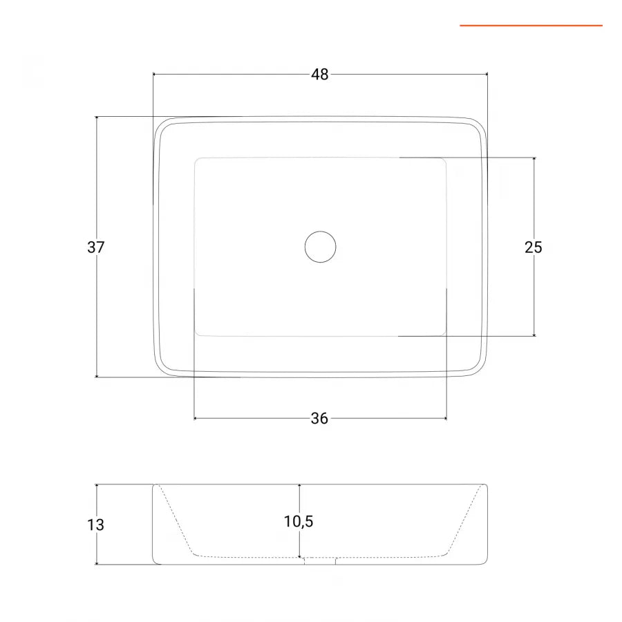 Lavabo d'appoggio in ceramica 48x37 cm bianco lucido