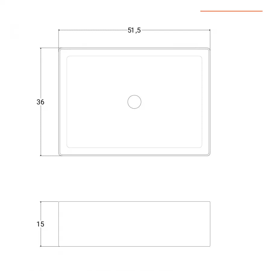 Lavabo d'appoggio rettangolare 51,5 x 36 cm ceramica bianco