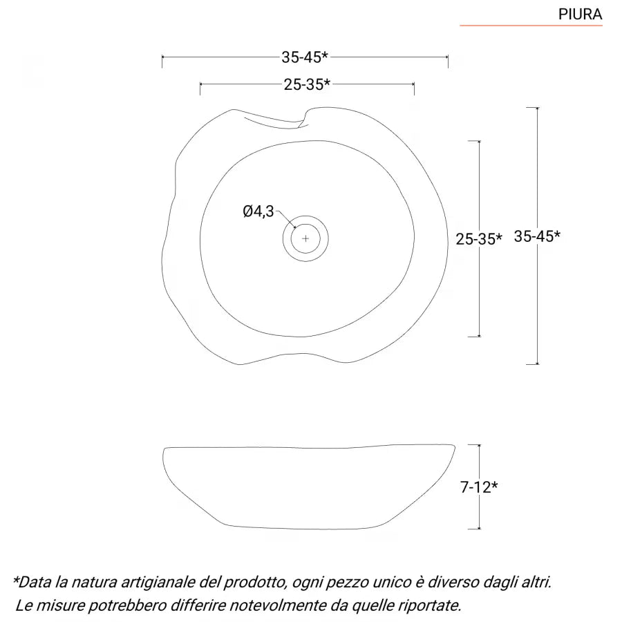 Lavabo d'appoggio 40 cm in teak