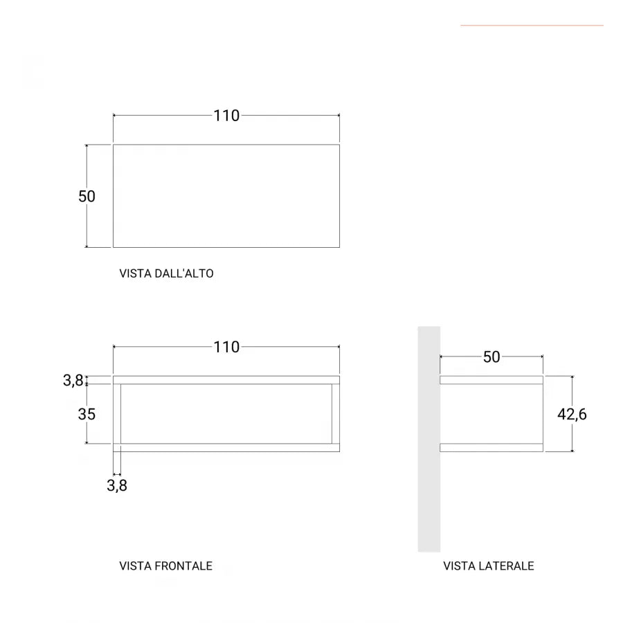 Mensolone bagno sospeso 110 cm con vano a giorno in legno rovere gold
