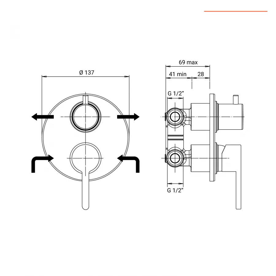 Miscelatore incasso doccia con deviatore cromato - Jacuzzi - Rubinetteria