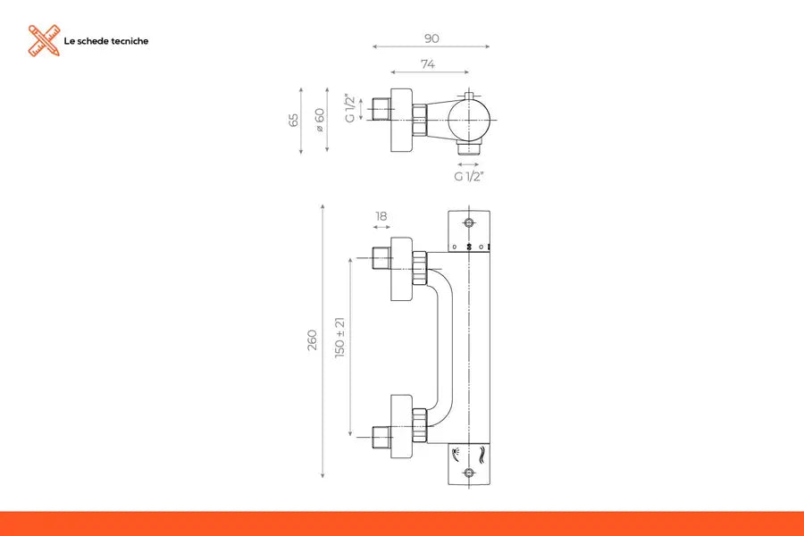 Miscelatore esterno doccia termostatico cromato - Jacuzzi - Rubinetteria