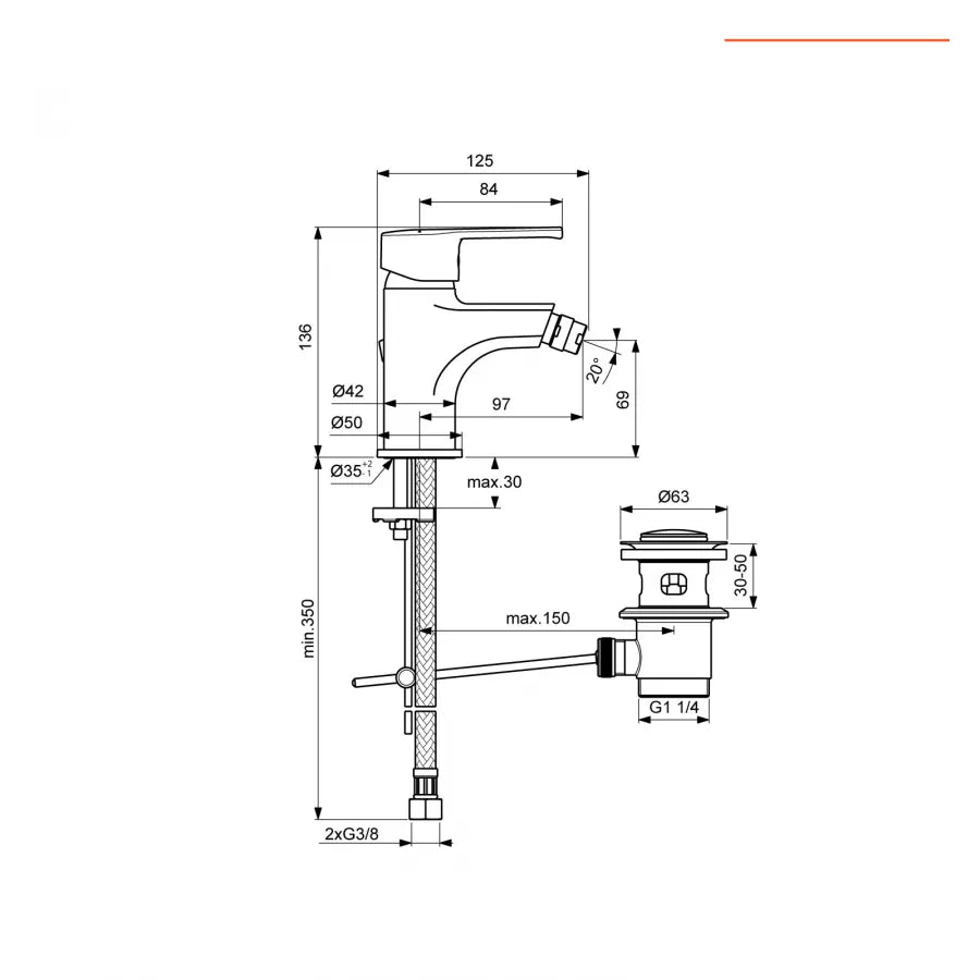 Miscelatore lavabo + bidet in ottone cromato - IdealStream