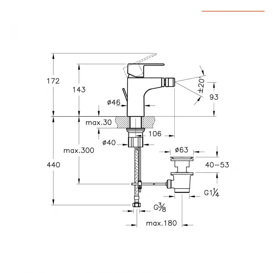 Miscelatore lavabo + bidet in ottone cromato - Win S di Vitra