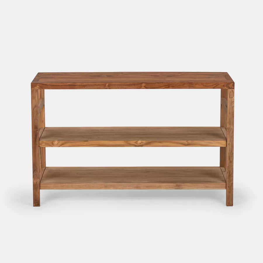Mobile sottolavabo 120 cm in legno teak doppio ripiano