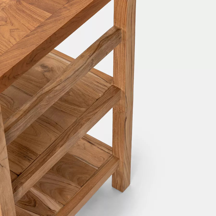 Mobile sottolavabo 120 cm in legno teak doppio ripiano