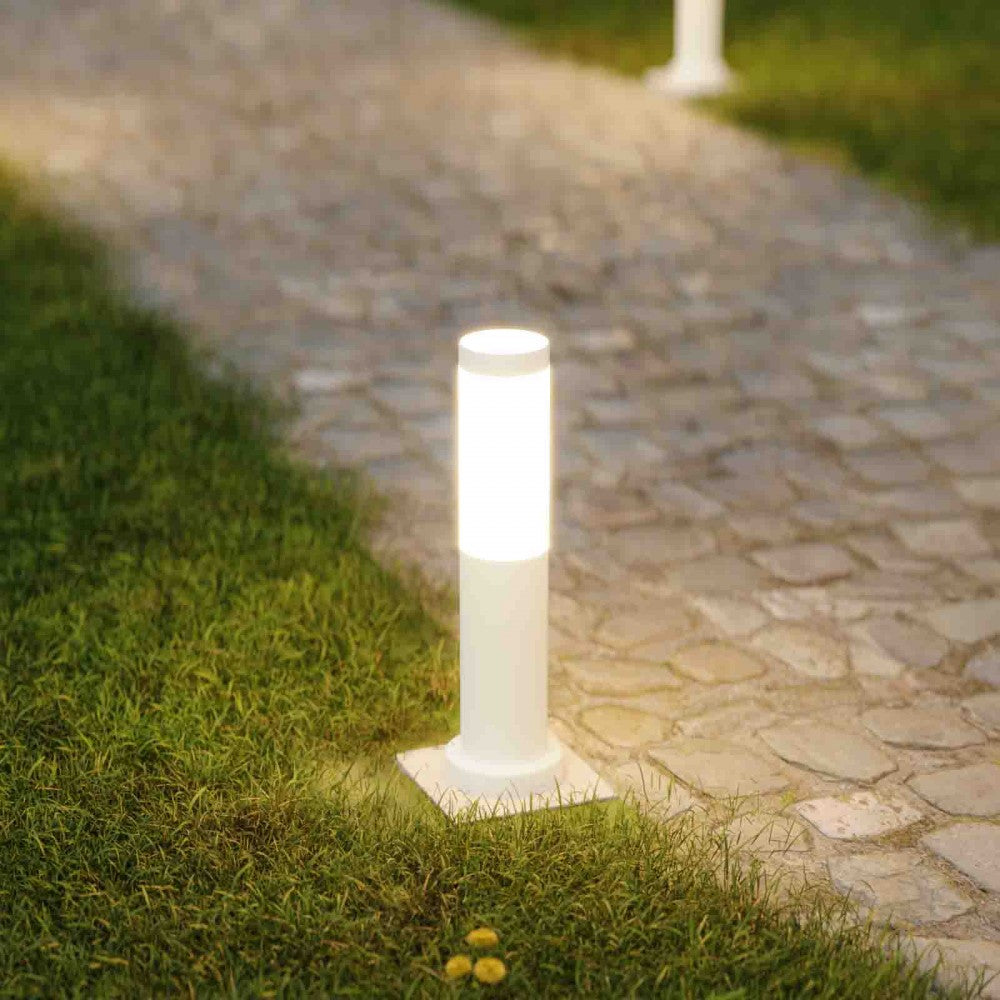Paletto da Giardino 40cm, acciaio inox BIANCO, IK06, IP54, base E27
