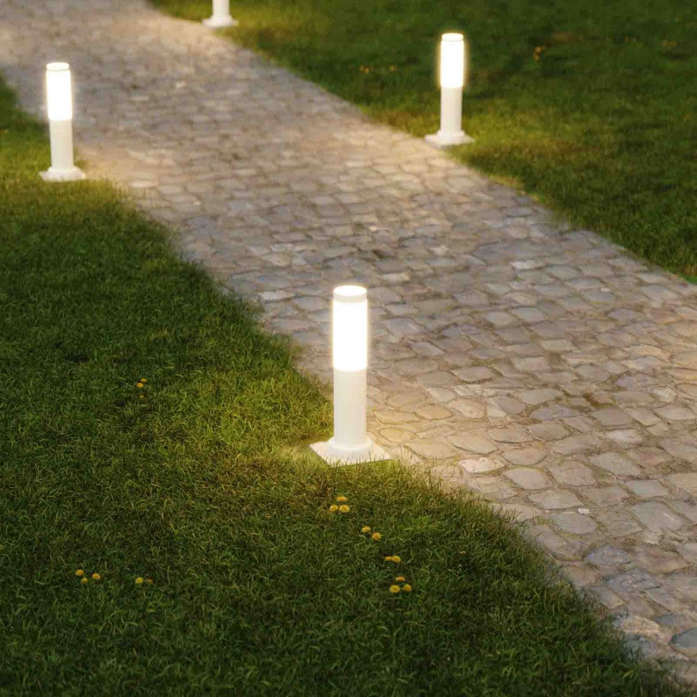 Paletto da Giardino 40cm, acciaio inox BIANCO, IK06, IP54, base E27