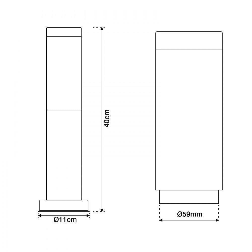 Paletto da Giardino 40cm, acciaio INOX, IK06, IP54, base E27