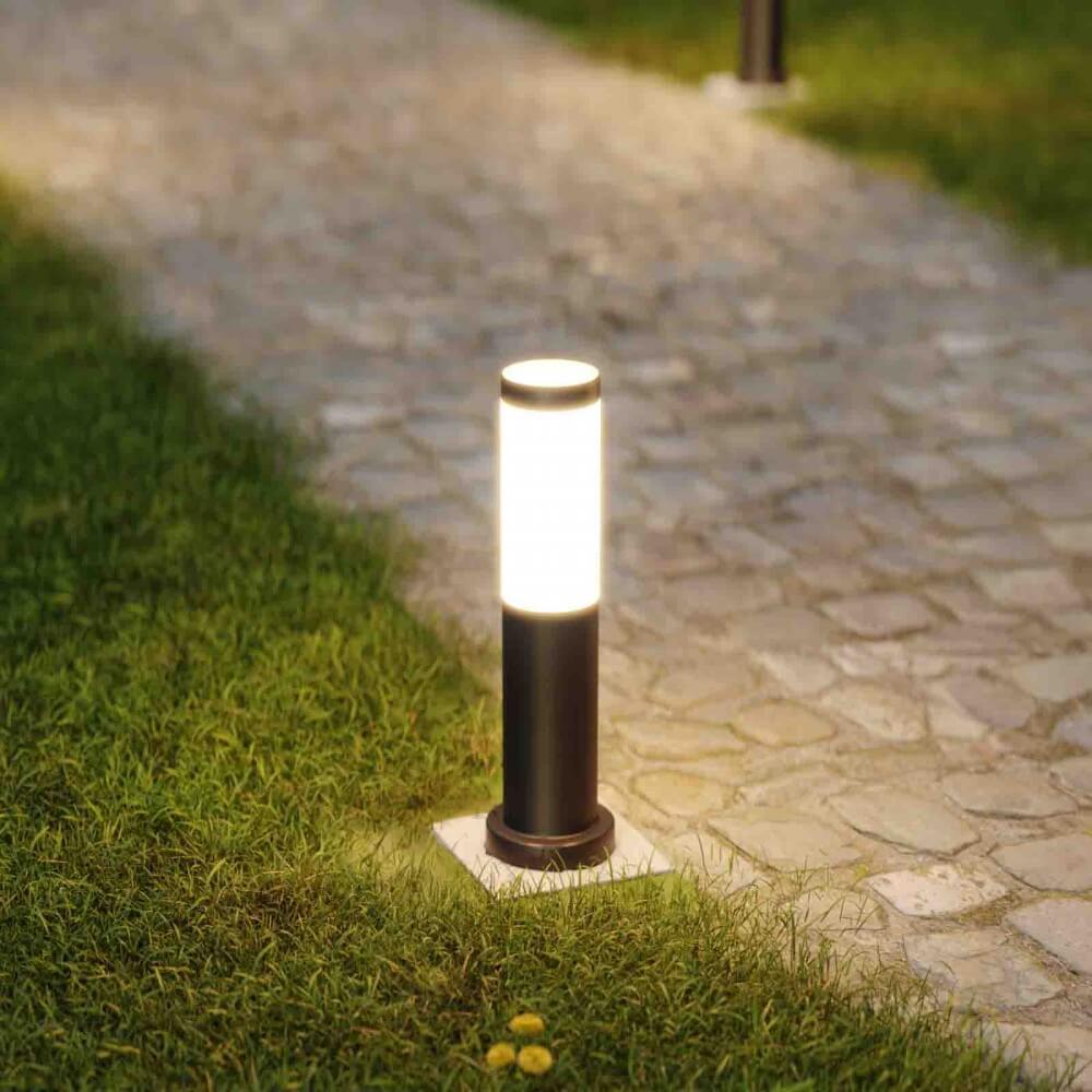 Paletto da Giardino 40cm, acciaio inox NERO, IK06, IP54, base E27