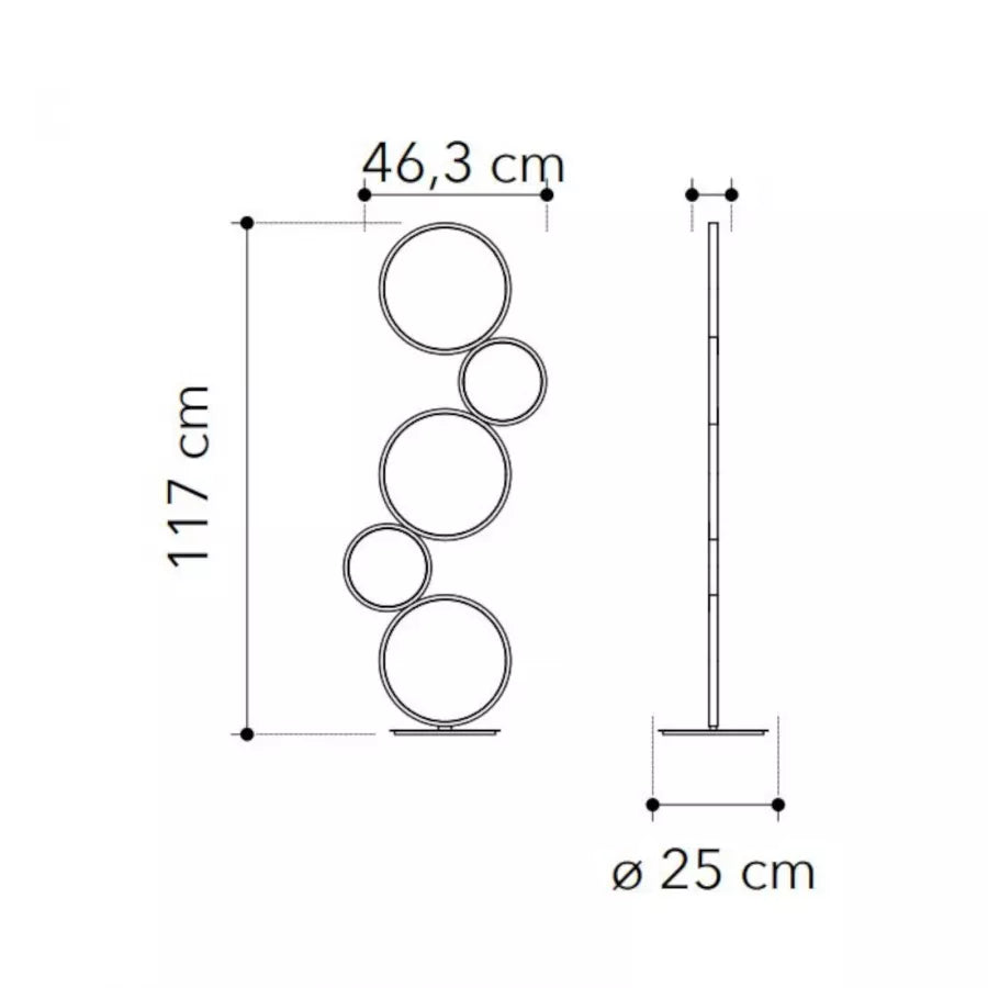Piantana circle in alluminio bianco goffrato