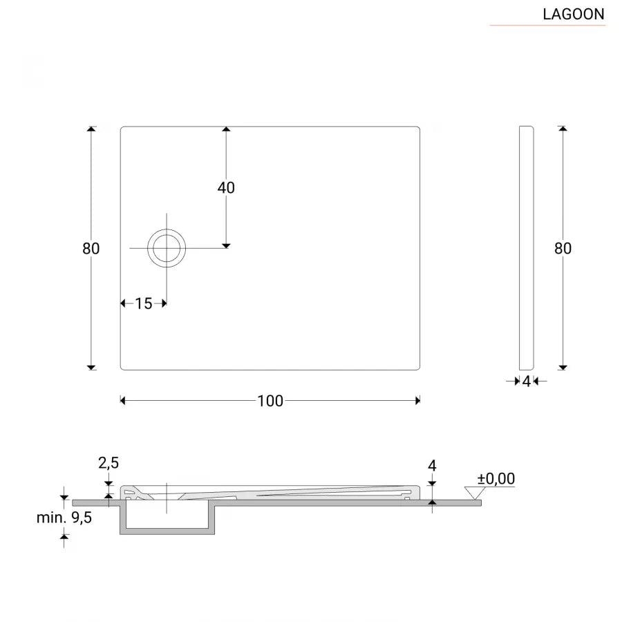 Piatto doccia 100x80 cm in ceramica bianco lucido