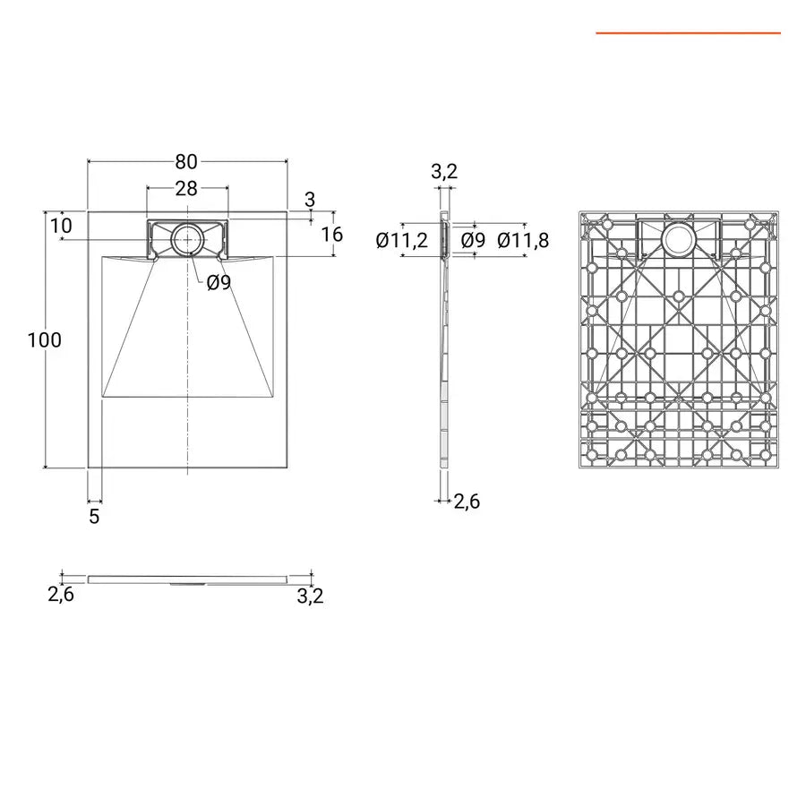 Piatto doccia 100x80 in resina effetto pietra ardesia bianco