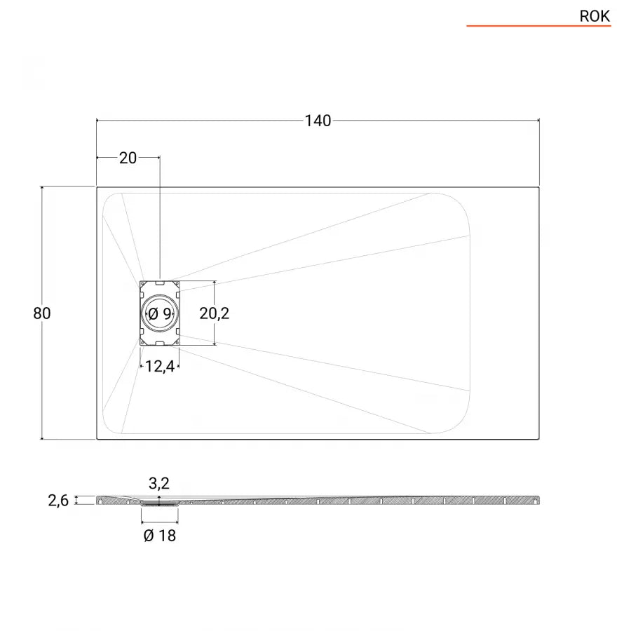 Piatto doccia Rok 140x80 cm bianco ultraslim effetto pietra riducibile su misura