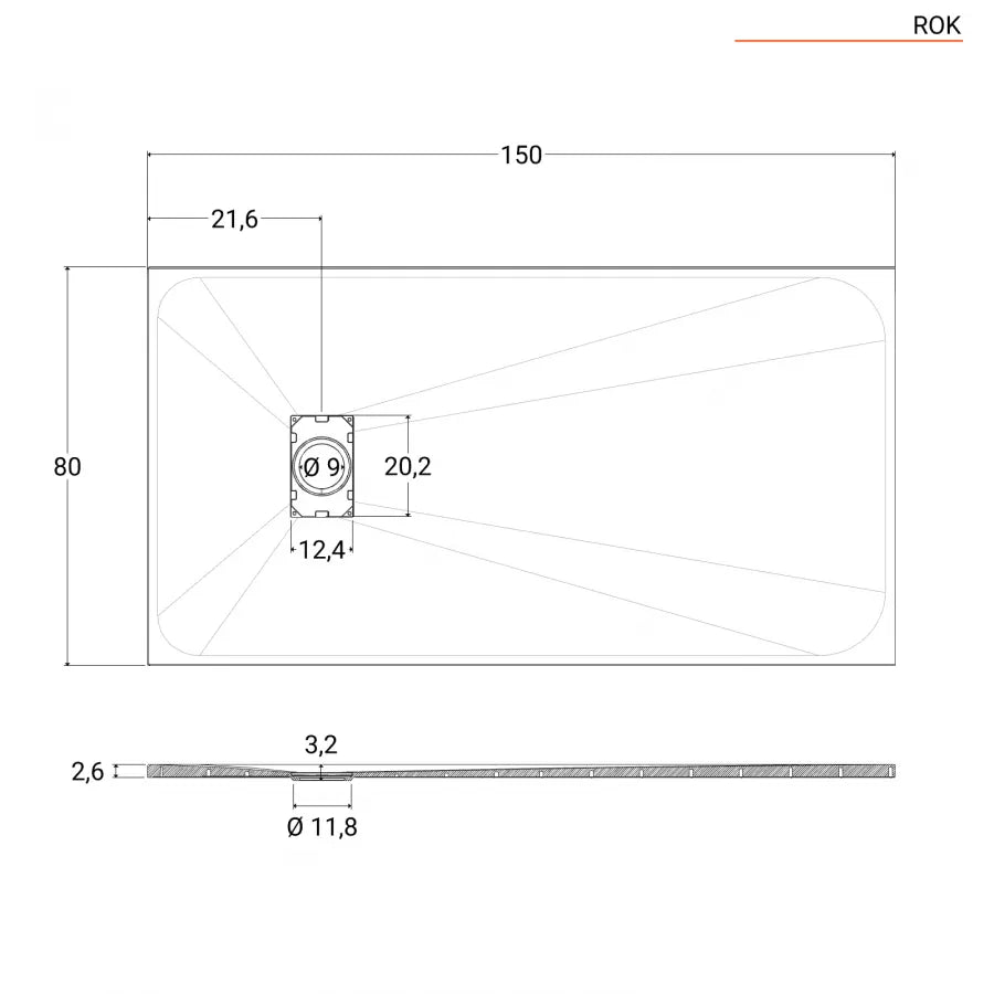 Piatto doccia ultraslim in resina 150 x 80 x 2,6h cm bianco effetto pietra -tik