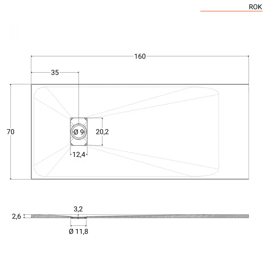 Piatto doccia ultraslim in resina 160 x 70 x 2,6h cm bianco effetto pietra
