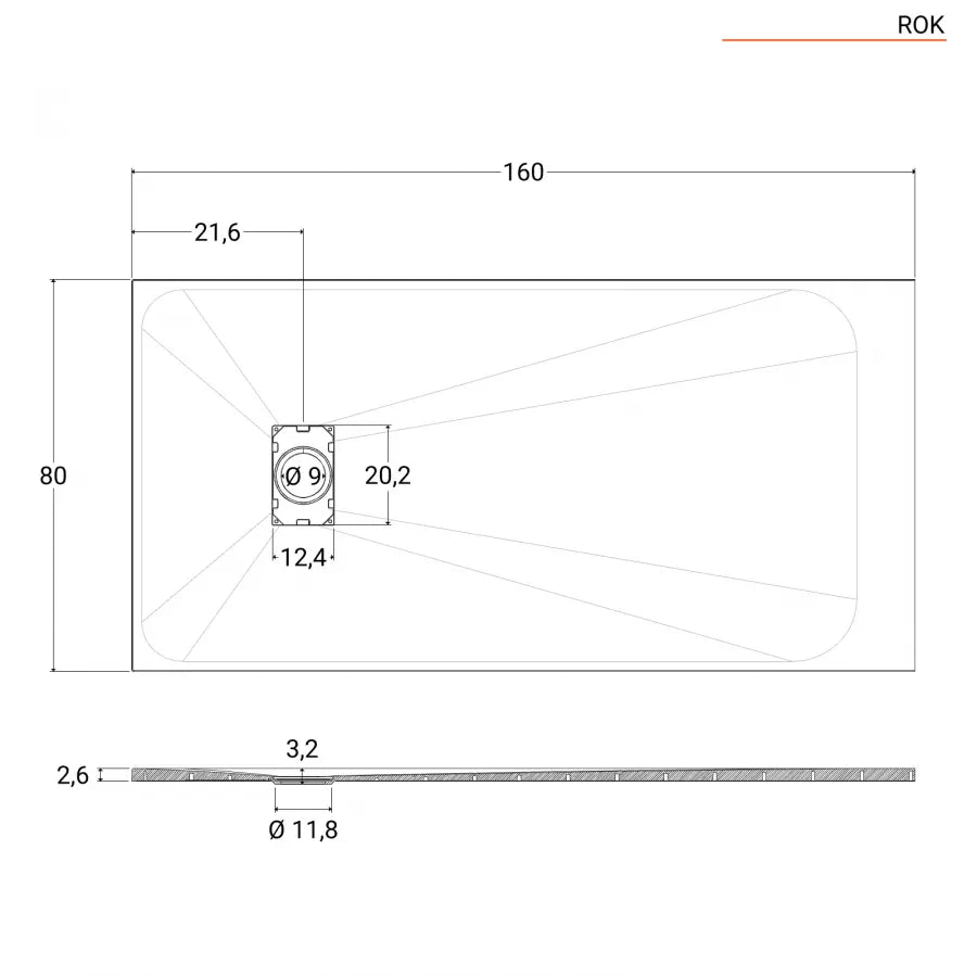 Piatto doccia ultraslim in resina 160x80 cm bianco effetto pietra riducibile