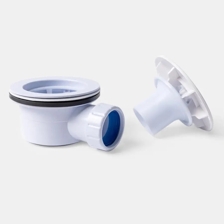 Piletta con coperchio bianco per piatto doccia con coperchio ispezionabile filettato