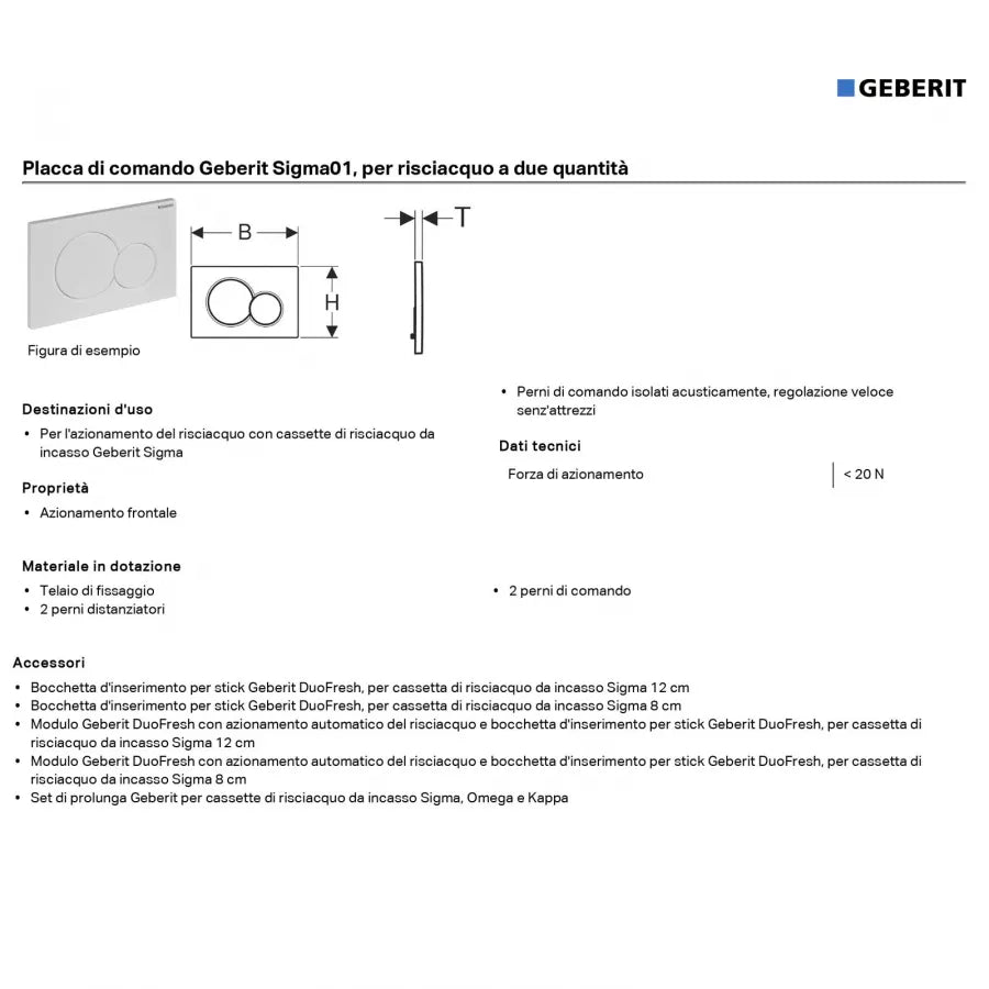 Placca doppio tasto Sigma01 Geberit satinato-cromato