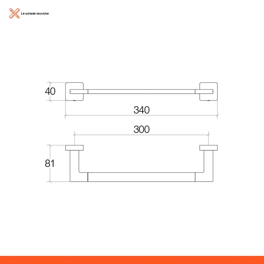 Portasalviette 35 cm ottone cromato - cubic