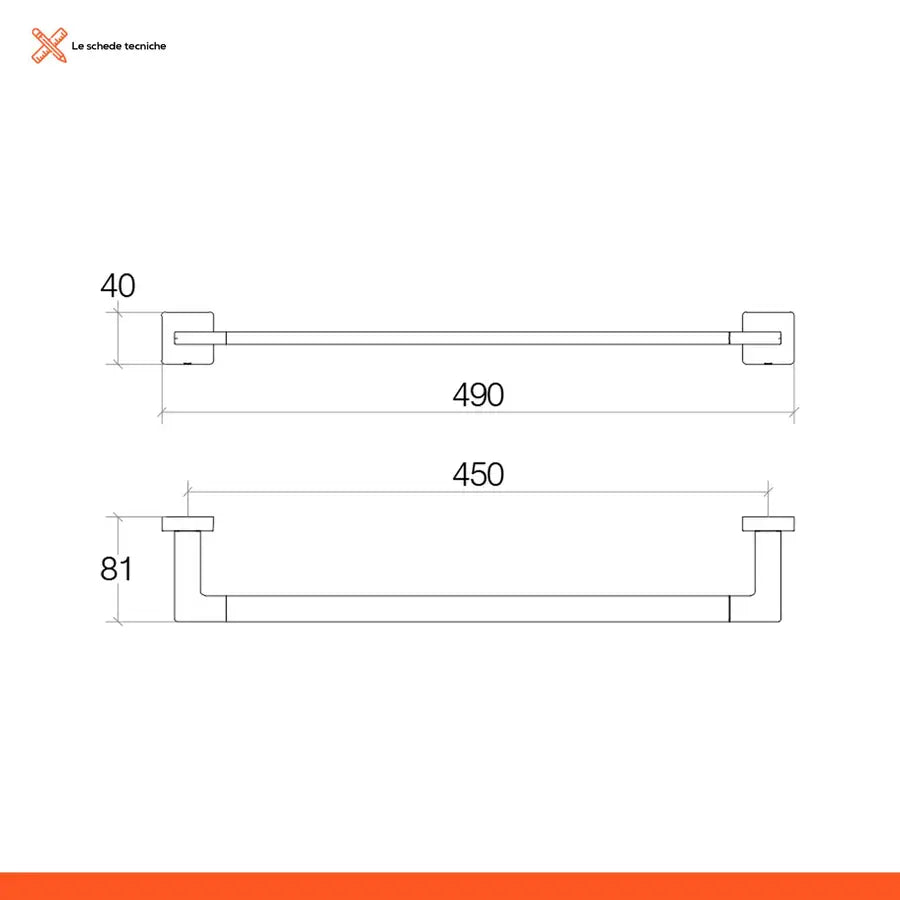 Portasalviette ottone cromato 50 cm - cubic