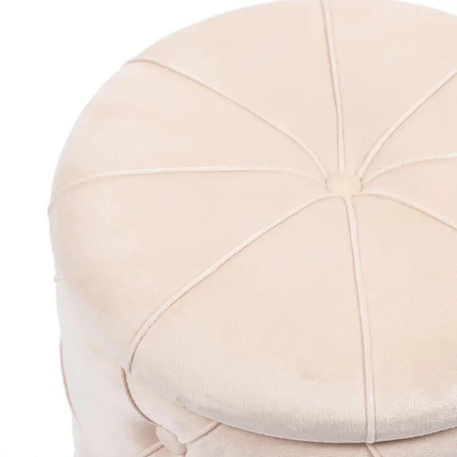 Pouf contenitore 33,5 cm in velluto matelassè crema