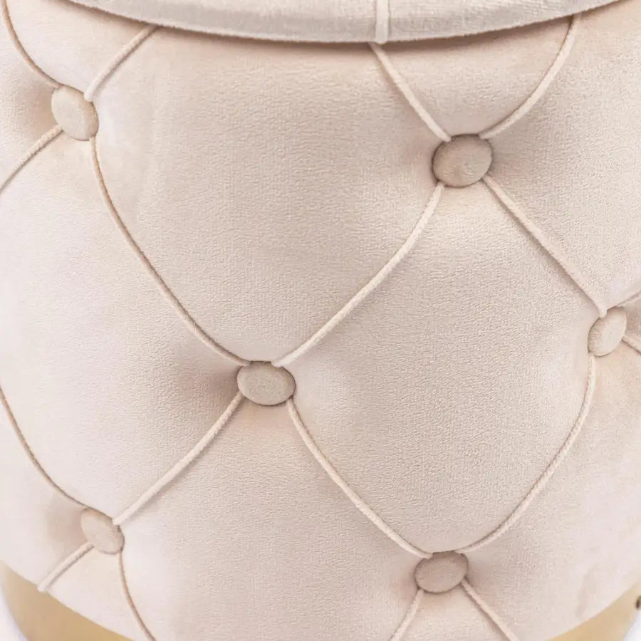 Pouf contenitore 33,5 cm in velluto matelassè crema