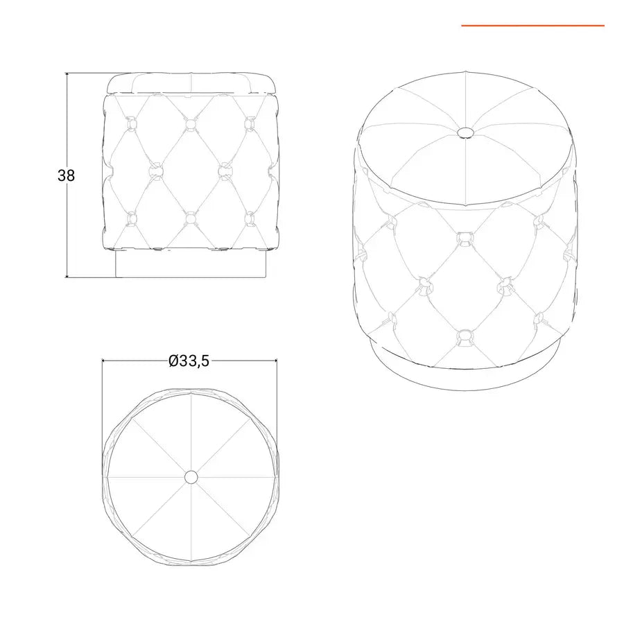 Pouf contenitore 33,5 cm in velluto matelassè crema