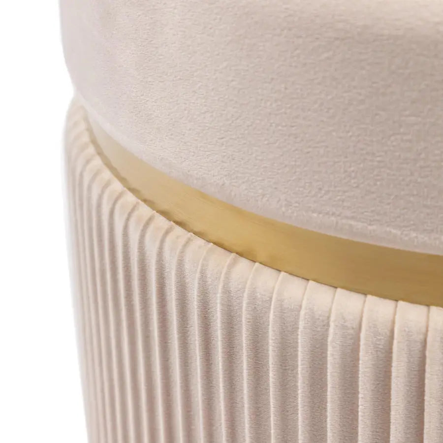 Pouf contenitore 35 cm in velluto crema